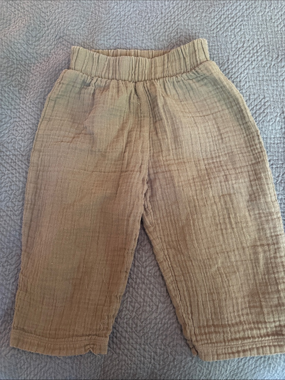 Organic Zoo Lightweight Gauze Elastic Waist Pants - Olive Brown